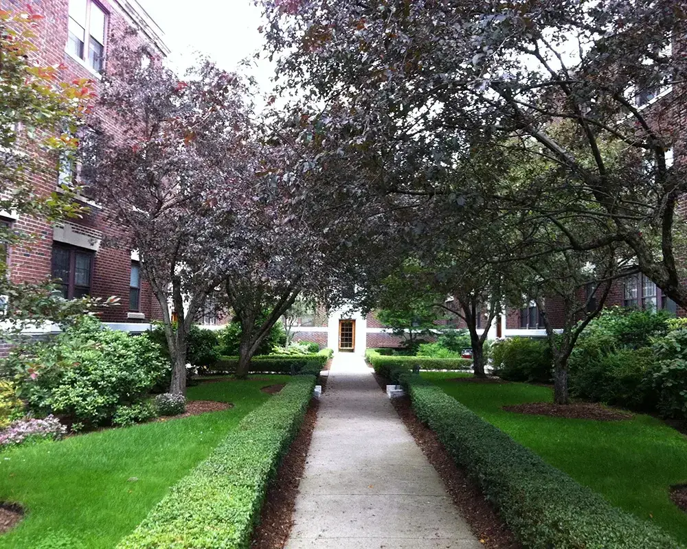 Boston condo courtyard building
